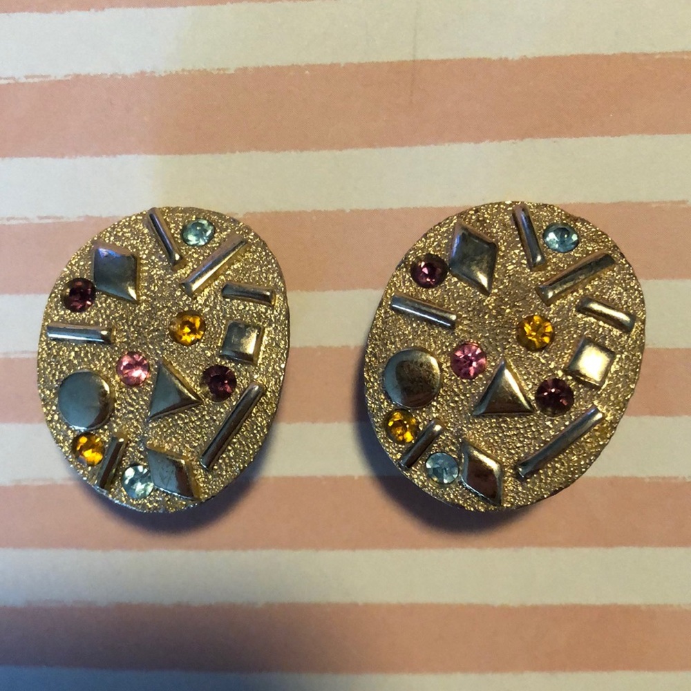 Vintage Sara Coventry geometric shaped clip on earrings